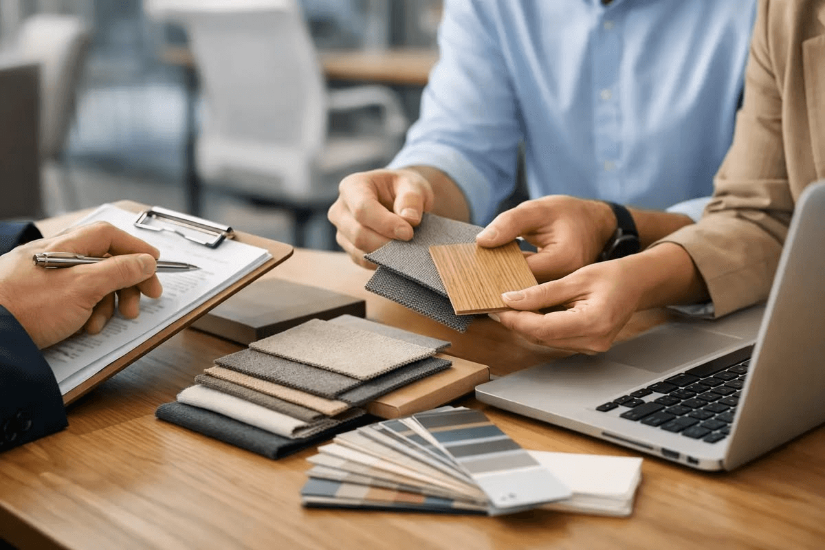 Selecting laminate samples during a design consultation
